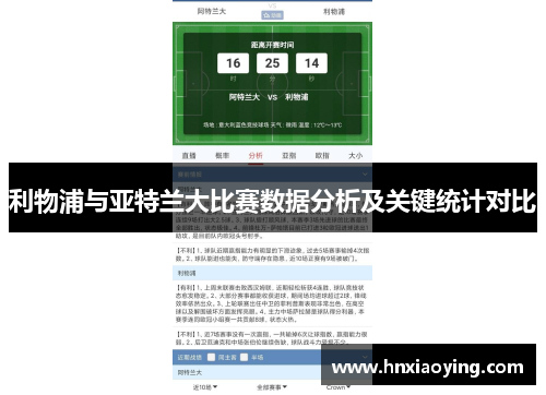 利物浦与亚特兰大比赛数据分析及关键统计对比